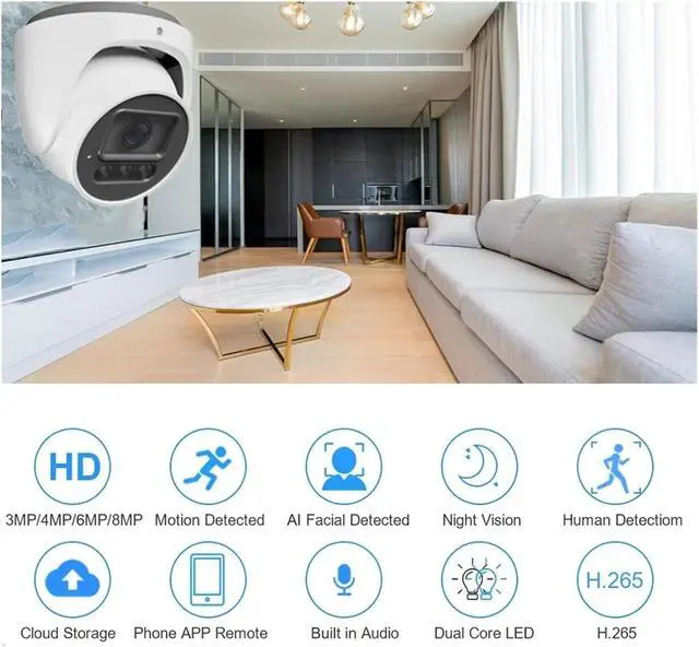Alt view image 2 of 7 - Outdoor Metal Dome POE IP Security Surveillance Camera