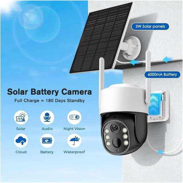 Alt view image 3 of 7 - 4MP WiFi PTZ Solar Battery Outdoor Security IP Camera