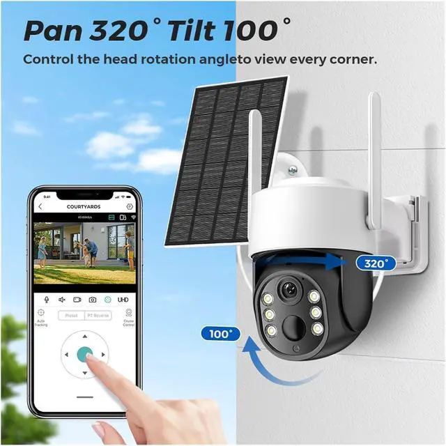 Alt view image 4 of 7 - 4MP WiFi PTZ Solar Battery Outdoor Security IP Camera