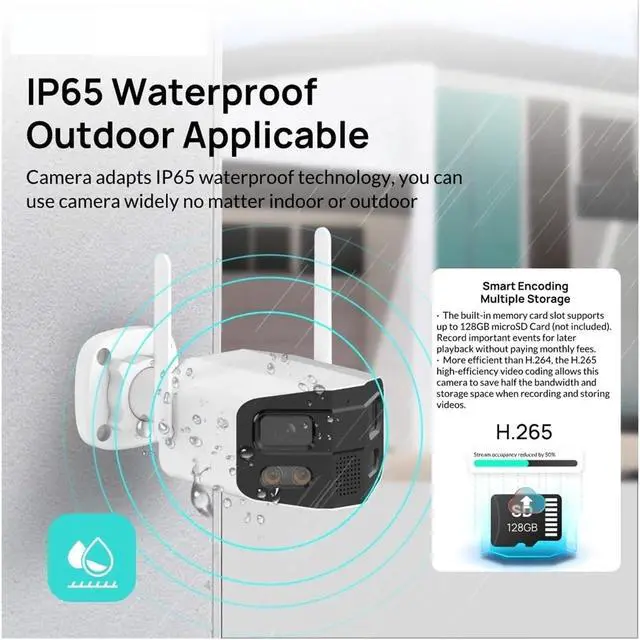 Alt view image 4 of 7 - 4MP 2.5K Dual-Lens Outdoor Wireless Security IP Camera