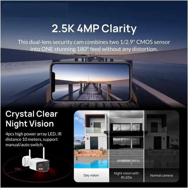 Alt view image 6 of 7 - 4MP 2.5K Dual-Lens Outdoor Wireless Security IP Camera