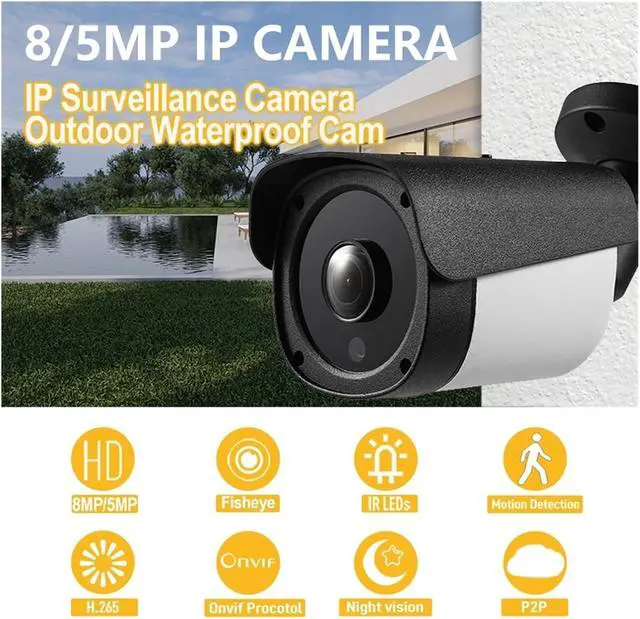 Alt view image 2 of 6 - 8MP 4K 1.44mm Fisheye Metal Bullet Outdoor IP Camera