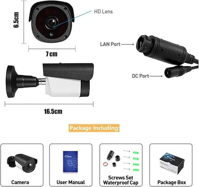 Alt view image 6 of 6 - 8MP 4K 1.44mm Fisheye Metal Bullet Outdoor IP Camera