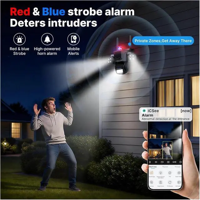 Alt view image 6 of 6 - Three Lens Triple Screen WiFi Outdoor IP Security CCTV Camera