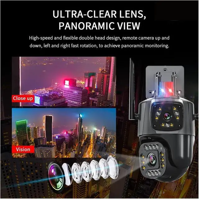 Alt view image 4 of 6 - 8MP 4K Dual Lens WiFi Outdoor PTZ IP Security Camera