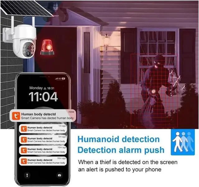 Alt view image 7 of 7 - 4K WiFi Solar PTZ IP Outdoor Security Surveillance Camera