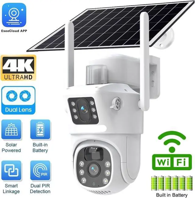 Alt view image 2 of 7 - 8MP 4K Dual Lens Solar PTZ Outdoor Security Camera