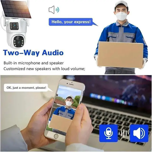 Alt view image 4 of 7 - 8MP 4K Dual Lens Solar PTZ Outdoor Security Camera