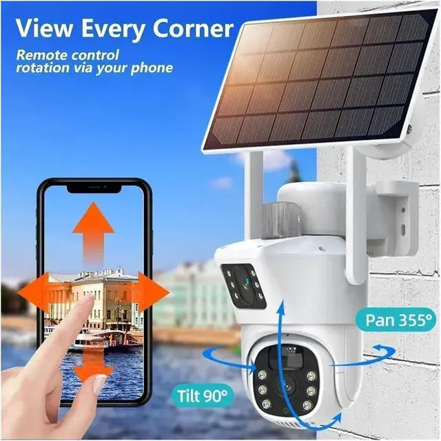 Alt view image 7 of 7 - 8MP 4K Dual Lens Solar PTZ Outdoor Security Camera