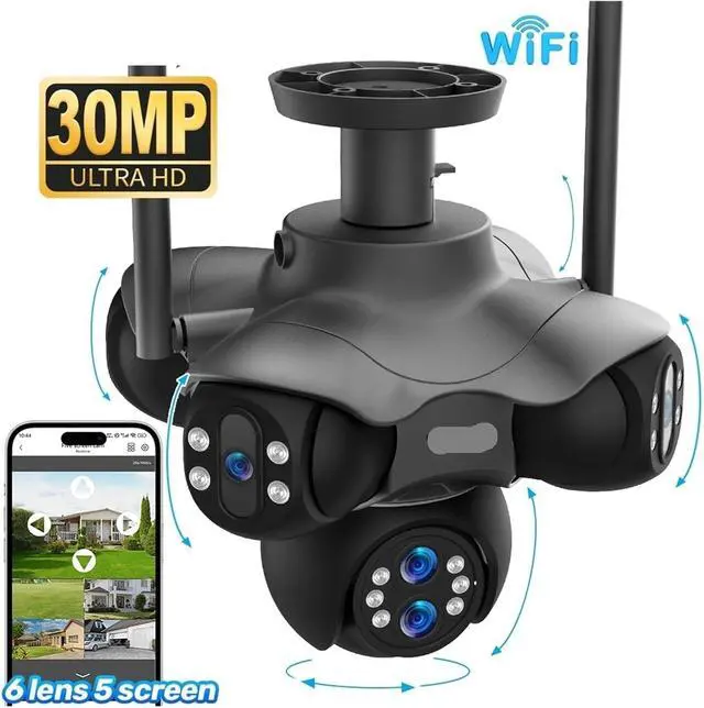 Alt view image 2 of 7 - 30MP Five Screens Outdoor Panoramic Security Camera