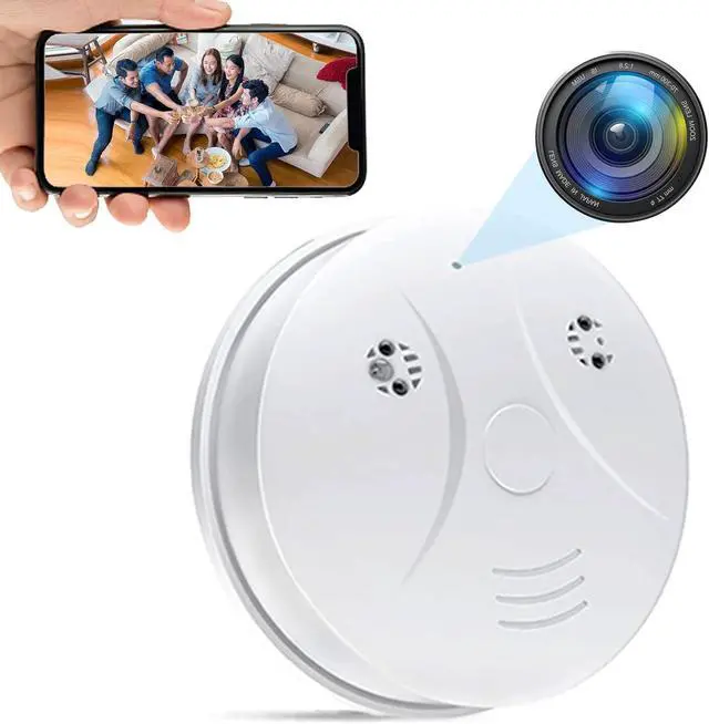 Main image of HD 1080P Camera Smoke Detector,WiFi Mini Small Nanny Cam with Motion Detection, Indoor Wireless Surveillance for Home Security/Office with app, No Audio (no Smoke Detector Function)