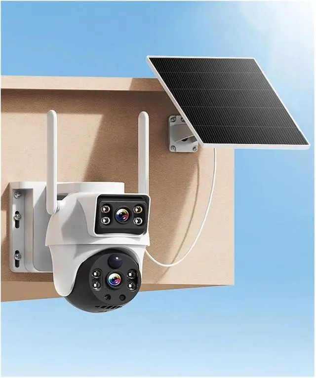 Alt view image 3 of 7 - V380 Pro 8MP 4K Dual Lenses Solar WiFi Outdoor IP Camera