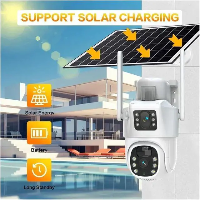 Alt view image 3 of 7 - 8MP 4K Dual Lens Solar PTZ Outdoor Security Camera