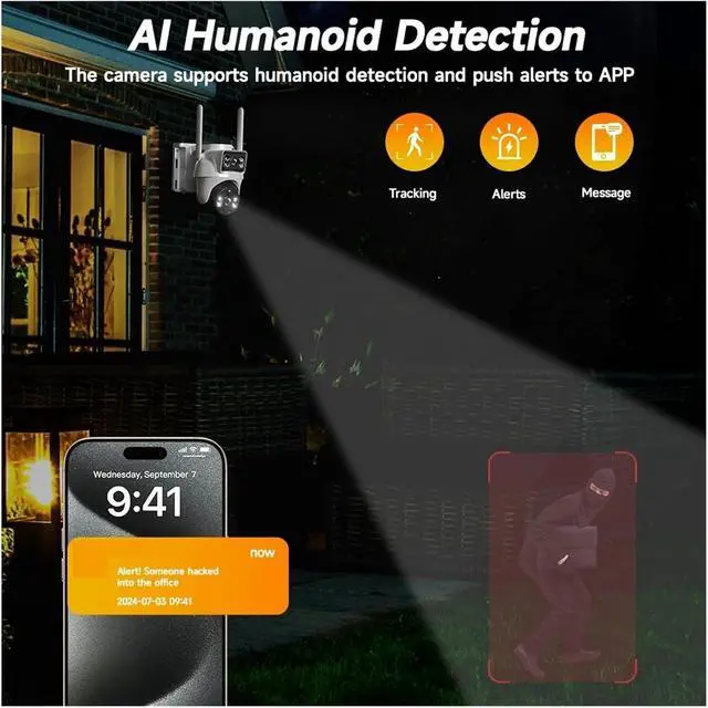 Alt view image 7 of 7 - V380 Pro 8MP 4K Dual Lenses Solar WiFi Outdoor IP Camera