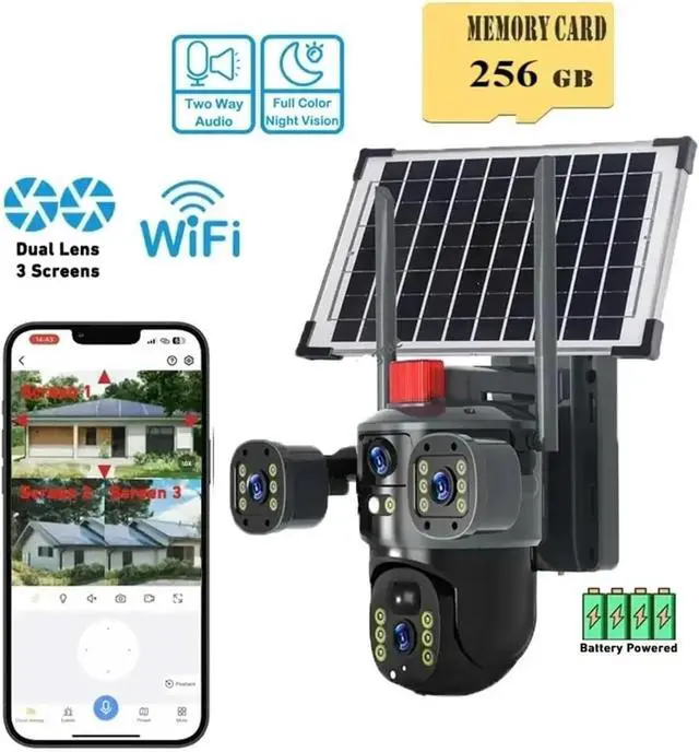 Alt view image 2 of 7 - V380 Pro 8MP 4K Solar PTZ 4G WiFi Outdoor Security Camera
