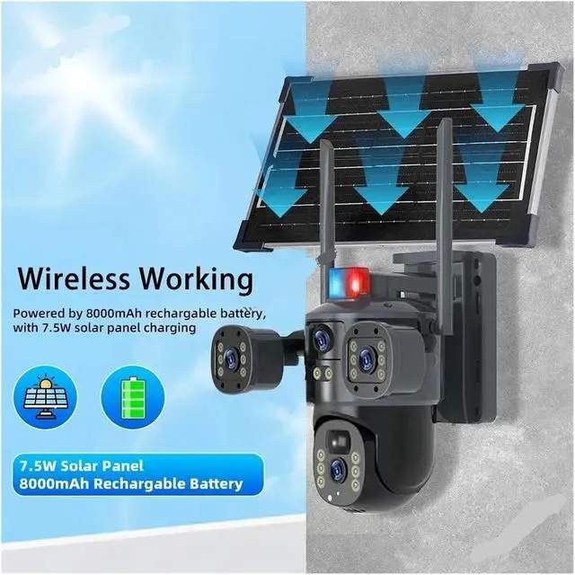 Alt view image 3 of 7 - V380 Pro 8MP 4K Solar PTZ 4G WiFi Outdoor Security Camera