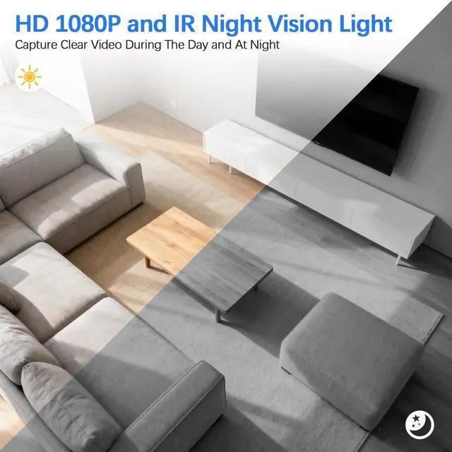 Alt view image 5 of 6 - Wireless Security Camera Indoor Surveillance, FHD 1080P Rechargeable Battery Powered Guard House Security Camera, Continuous Recording Room Indoor WiFi Security Camera with Night Vision