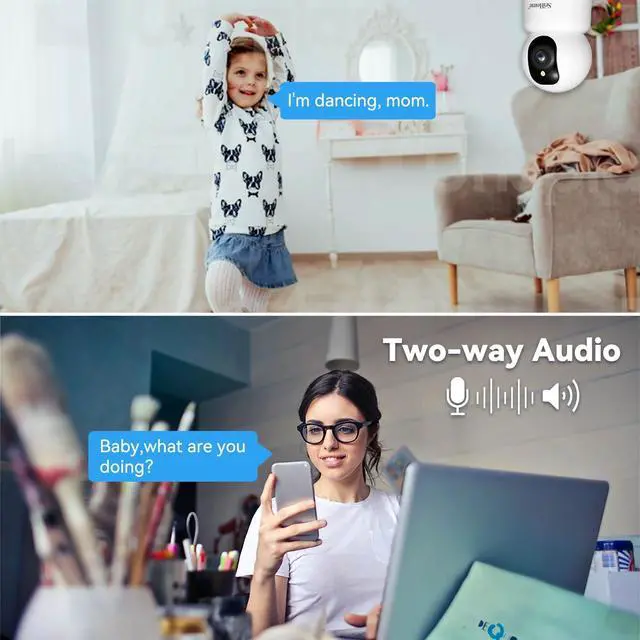 Alt view image 4 of 7 - SRIHOME 3K 5MP QHD WiFi Indoor Security Camera for Home/Baby/Cat/Dog, Pet Monitoring/Auto Tracking, Color Night Vision, SD/Cloud, 2.4/5GHz Wi-Fi, 2 Way Audio IP Camera SH038