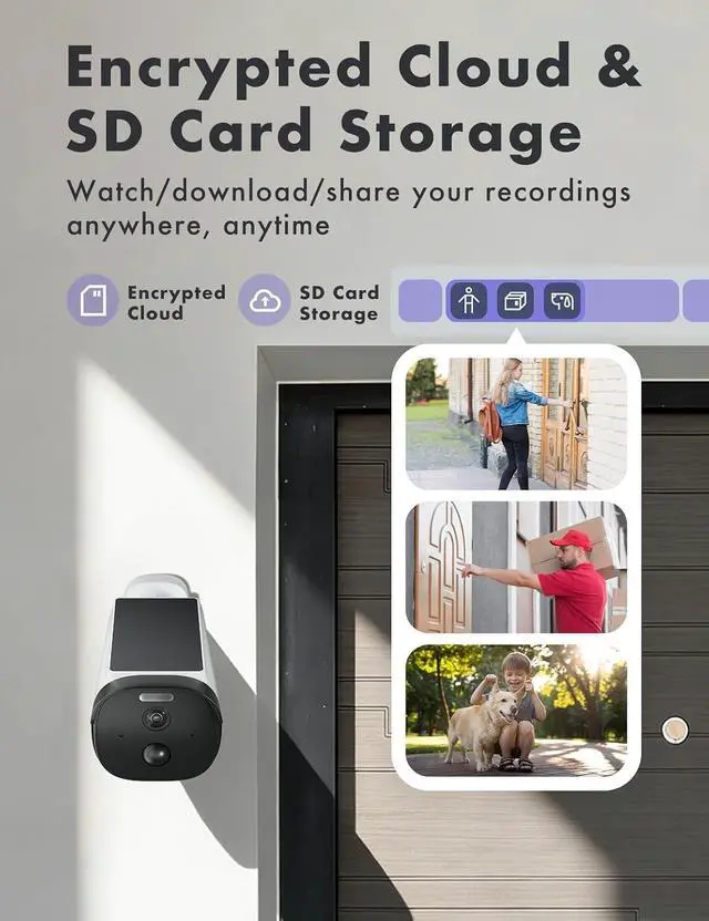 Alt view image 7 of 7 - Solar Security Cameras Wireless Outdoor, 2K/3MP Battery Powered Camera,Color Night Vision, AI Motion Detection, 2-Way Audio, IP65 Waterproof.