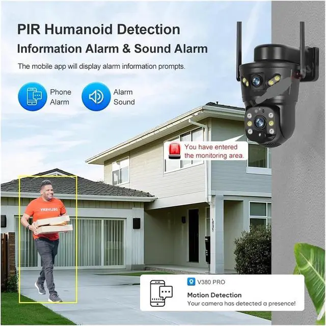 Alt view image 5 of 7 - V380 Pro 4K 8MP Dual Screen Dual Lens Solar 4G WiFi PTZ Camera