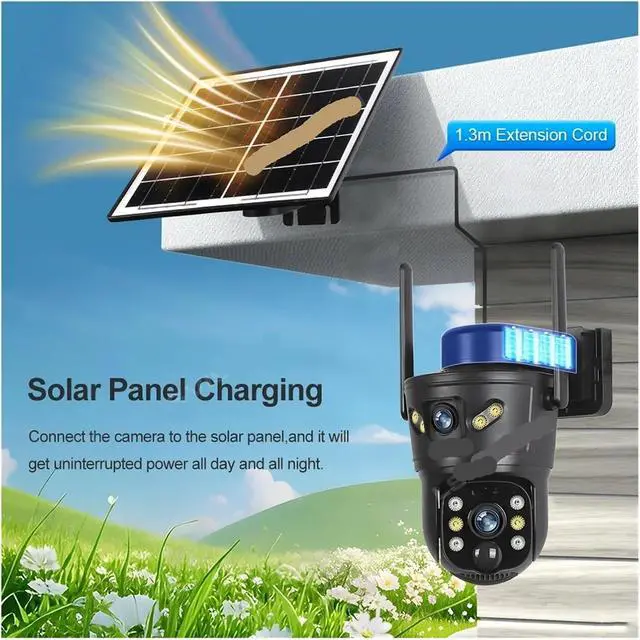 Alt view image 7 of 7 - V380 Pro 4K 8MP Dual Screen Dual Lens Solar 4G WiFi PTZ Camera
