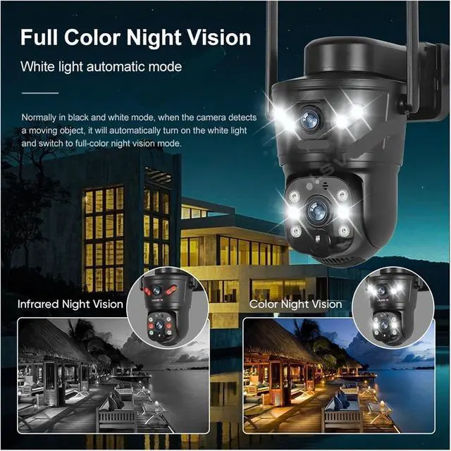 Alt view image 6 of 7 - V380 Pro 4K 8MP Dual Screen Dual Lens Solar 4G WiFi PTZ Camera