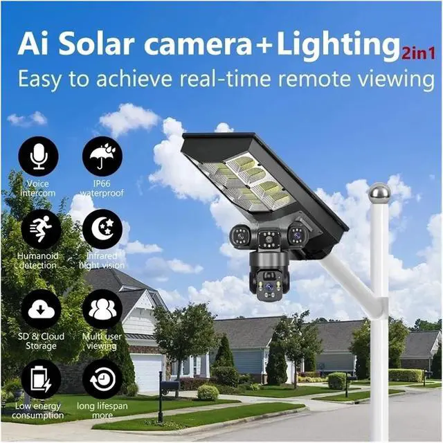 Alt view image 4 of 7 - V380 Pro 12MP Multi Lens 4G Solar Street Light PTZ Camera