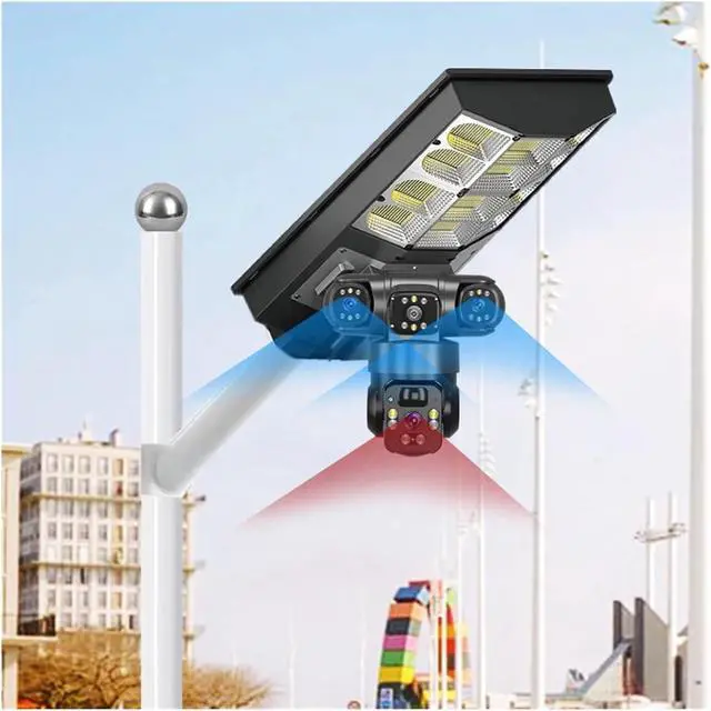Alt view image 6 of 7 - V380 Pro 12MP Multi Lens 4G Solar Street Light PTZ Camera