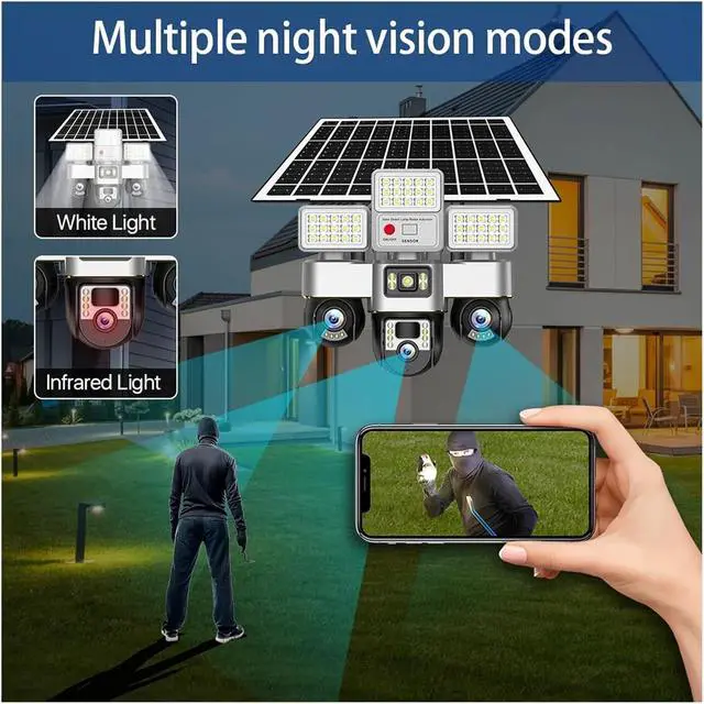 Alt view image 6 of 7 - V380 15MP 4G Solar WiFi Outdoor IP Security Camera