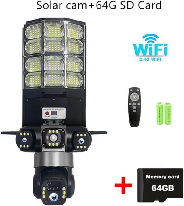 Alt view image 2 of 7 - 15MP Three Lens Solar 4G Street Light Outdoor Camera