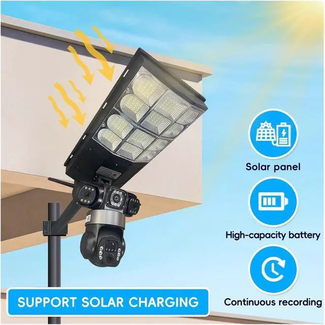 Alt view image 5 of 7 - 15MP Three Lens Solar 4G Street Light Outdoor Camera
