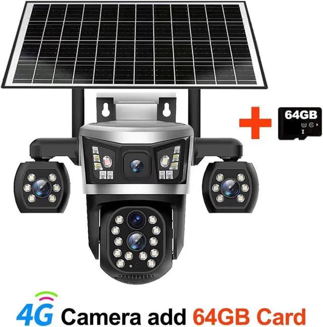 Alt view image 2 of 7 - V380 16MP AOV 4 Lens Solar 4G Battery Outdoor Security Camera