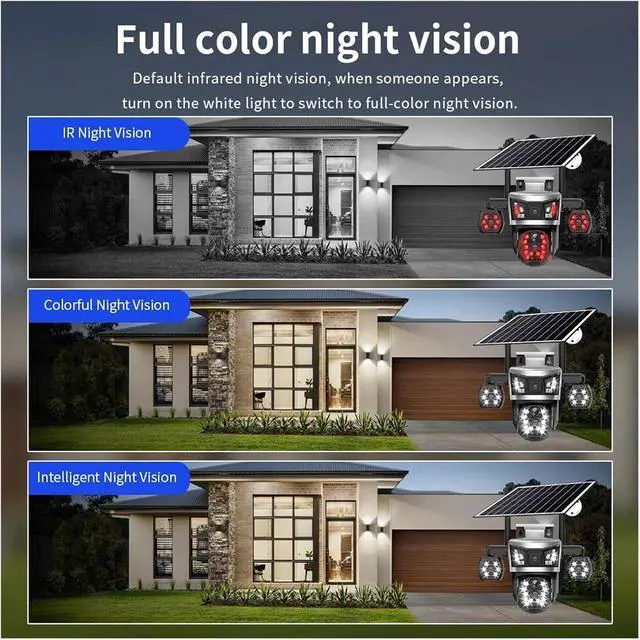 Alt view image 6 of 7 - V380 16MP AOV 4 Lens Solar 4G Battery Outdoor Security Camera