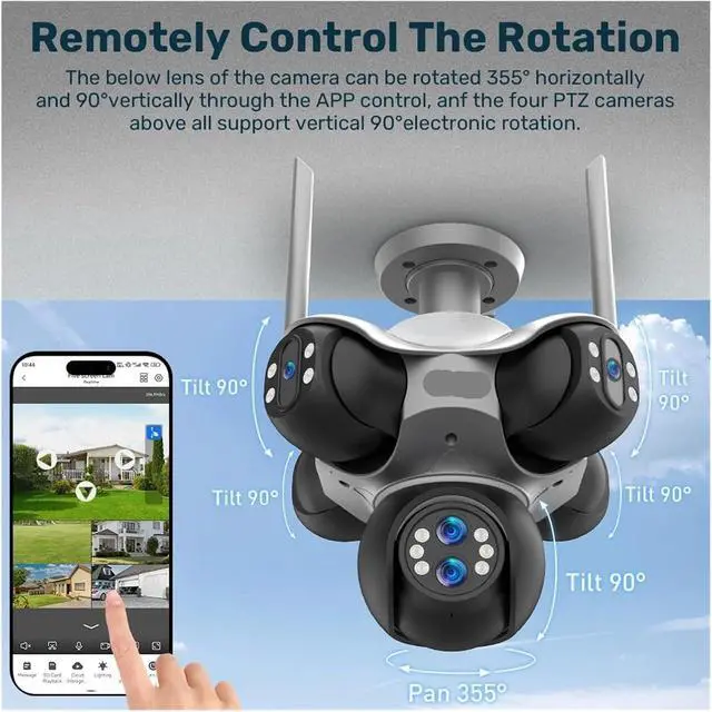 Alt view image 6 of 7 - 30MP Five Screens Outdoor Panoramic Security Camera