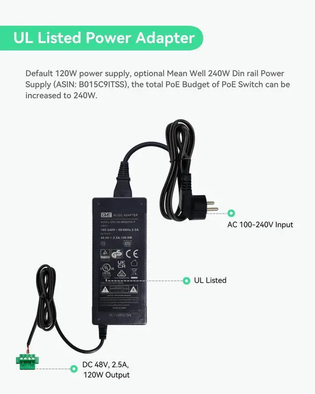 Alt view image 7 of 7 - LINOVISION POE Over Coax Converter and Industrial 8-Port Full Gigabit BT 90W POE Switch, Max 3000ft Power and Data Transmission Over Regular RG59 Coaxial Cable