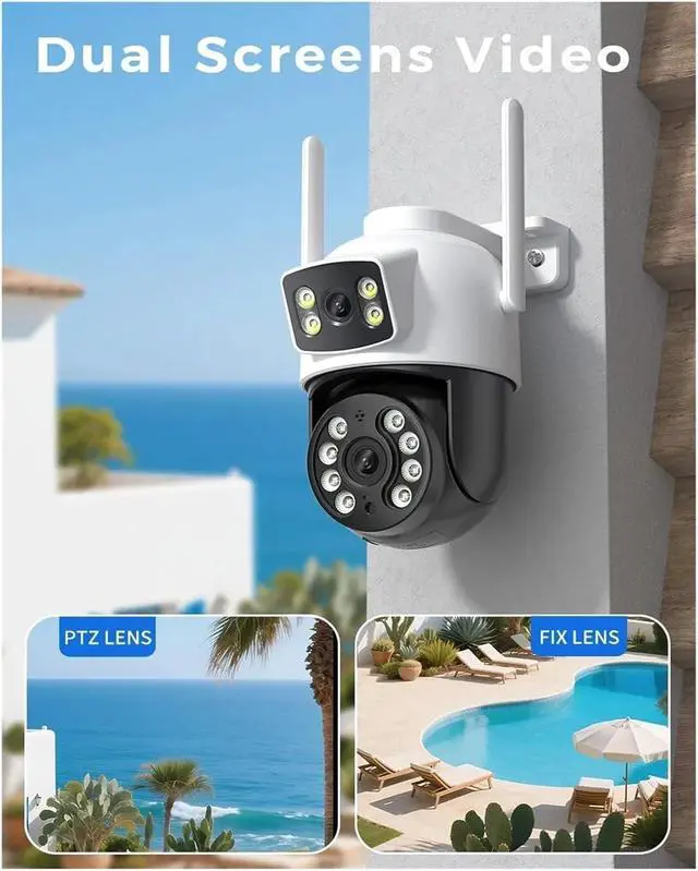 Alt view image 3 of 6 - 8MP Dual Lens PTZ WiFi Security IP Surveillance Camera