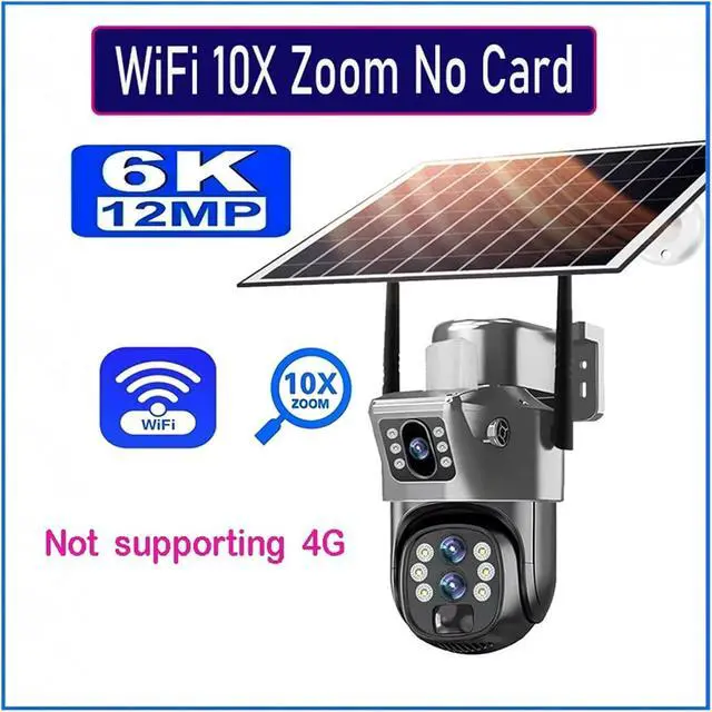 Alt view image 2 of 7 - 12MP 6K 10X Optical Zoom Solar 4G WiFi Security Camera