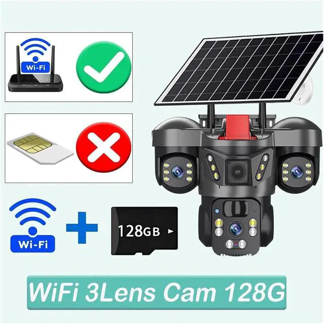 Alt view image 2 of 7 - 15MP 3 Lens Solar WiFi 4G Surveillance Camera