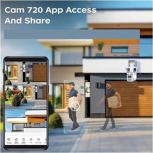 Alt view image 6 of 6 - 15MP Three Lens Three Screen 5G WiFi Outdoor PTZ IP Camera Auto Tracking Surveillance CCTV