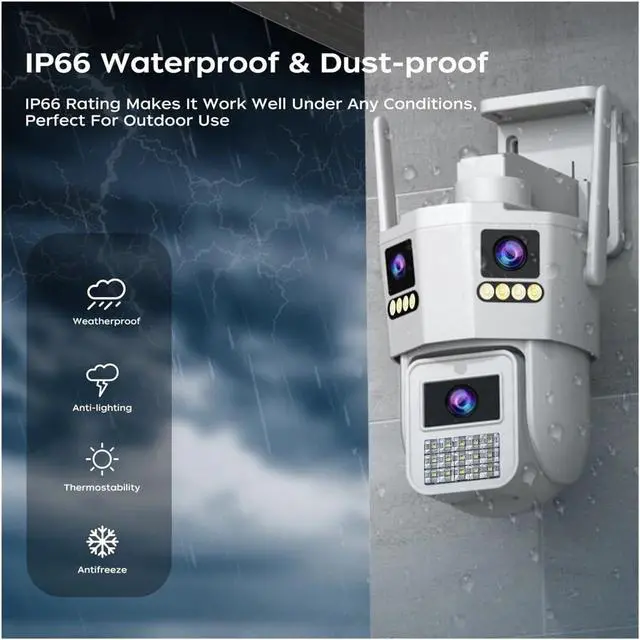 Alt view image 5 of 6 - 15MP Three Lens Three Screen 5G WiFi Outdoor PTZ IP Camera Auto Tracking Surveillance CCTV