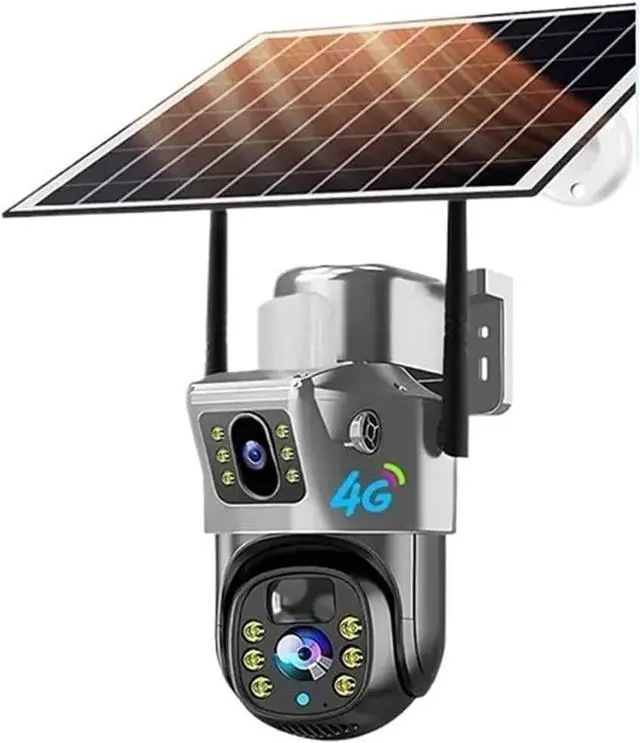Main image of 6K 12MP Solar Powered 4G SIM Outdoor PTZ Security Camera Three Lens Wireless Surveillance Camera