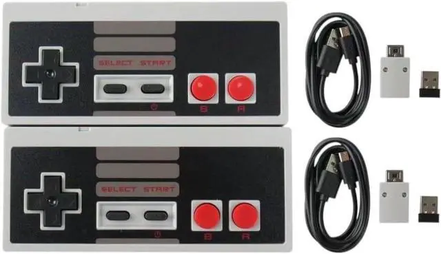Main image of 2025 New 2.4 GHz Wireless Controller Upgraded Turbo Function Built-in Rechargeable Battery USB Wireless Adapter for Mini NES Classic Edition PC Mac OS Raspberry PI (2-pk, Classic Gray)