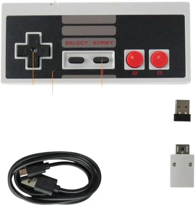 Alt view image 2 of 3 - 2025 New 2.4 GHz Wireless Controller Upgraded Turbo Function Built-in Rechargeable Battery USB Wireless Adapter for Mini NES Classic Edition PC Mac OS Raspberry PI (2-pk, Classic Gray)