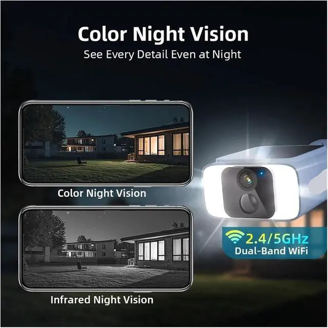 Alt view image 4 of 7 - 2K 4MP Solar Powered Wireless Outdoor Security Camera 2.4G&5GHz WiFi Surveillance Camera