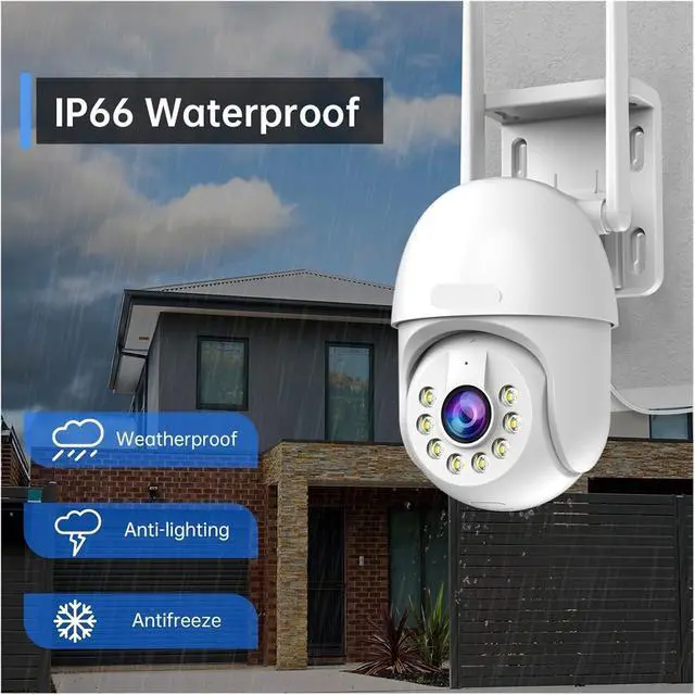 Alt view image 3 of 6 - 2K HD WiFi Outdoor PTZ IP Camera Auto Tracking Color Night Vision Surveillance CCTV Camera