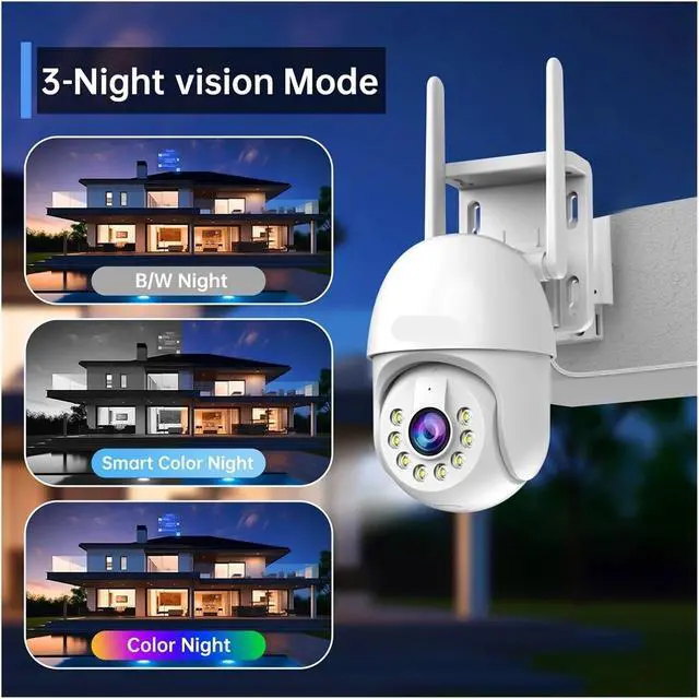 Alt view image 6 of 6 - 2K HD WiFi Outdoor PTZ IP Camera Auto Tracking Color Night Vision Surveillance CCTV Camera
