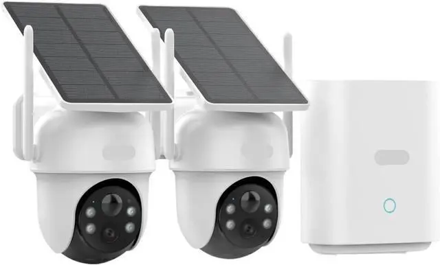 Main image of 3MP Wireless 2-Cam PTZ Security Camera Kit 360° Surveillance Camera Set with Base Station