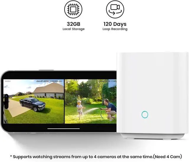 Alt view image 4 of 7 - 3MP Wireless 2-Cam PTZ Security Camera Kit 360° Surveillance Camera Set with Base Station