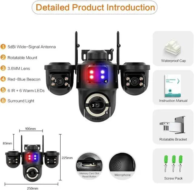 Alt view image 5 of 5 - 3-Lens Wireless Outdoor Security Camera