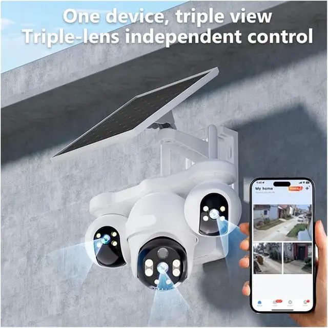 Alt view image 3 of 7 - V380 Pro 12MP Solar 4G No WiFi Outdoor Security PTZ Camera
